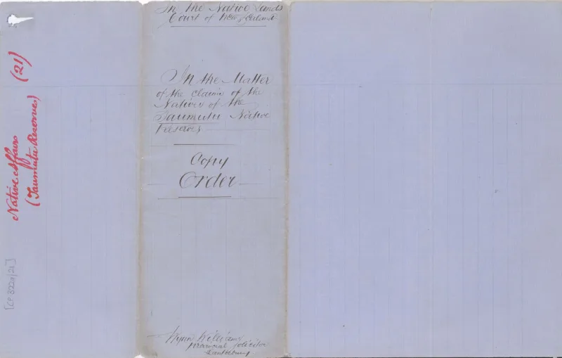 Descriptions - Taumutu Reserves awarded in 1868 - Cover