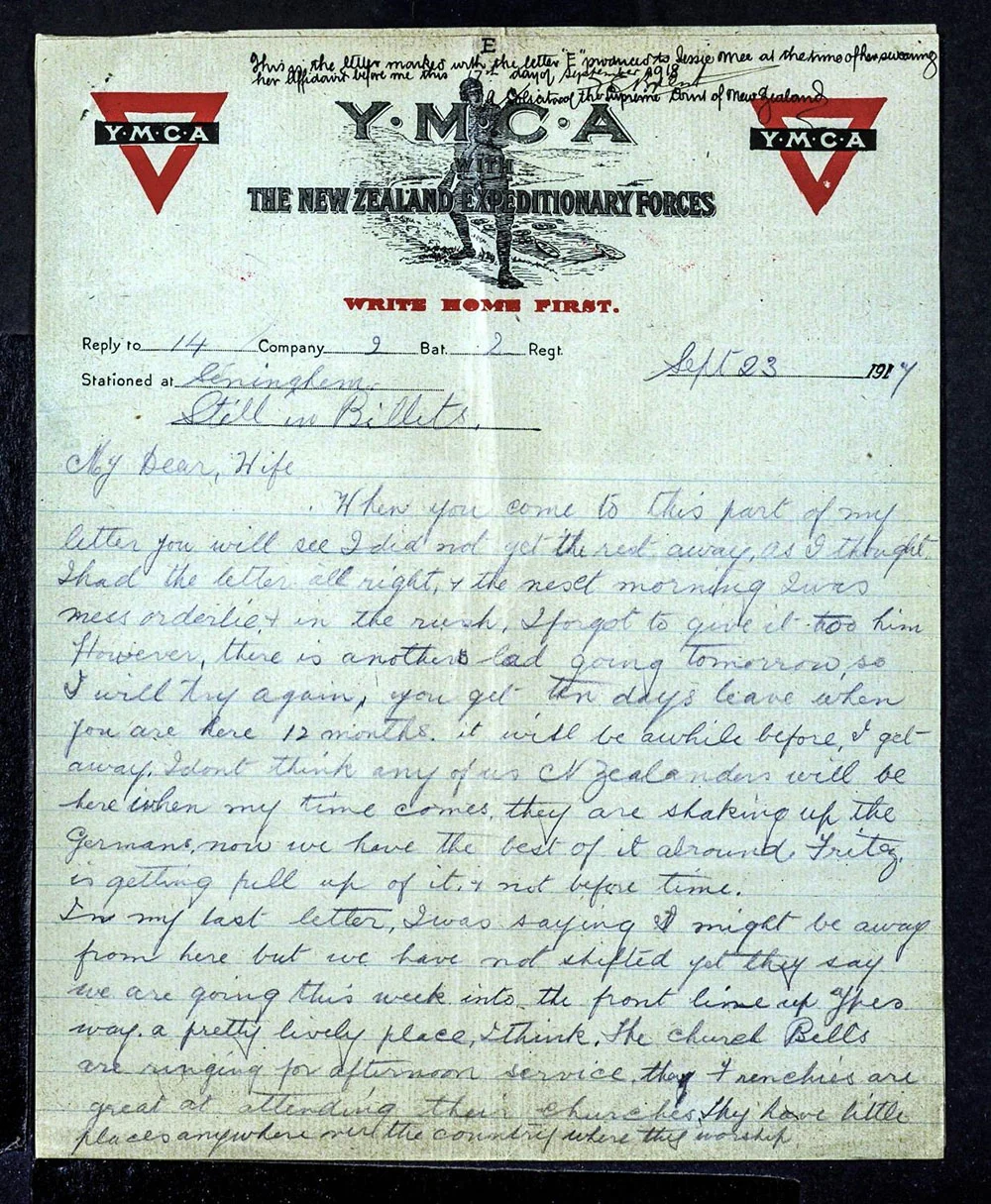 Alexander Mee Letters to Jessie - 23 September 1917 - Page 1