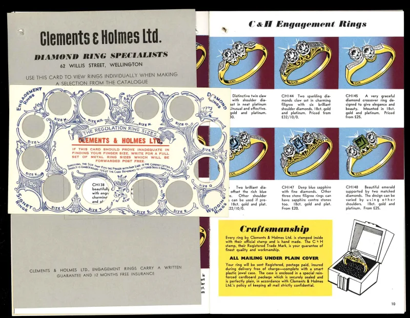 Advertisements for diamonds in a 1945 Clements and Holmes catalogue