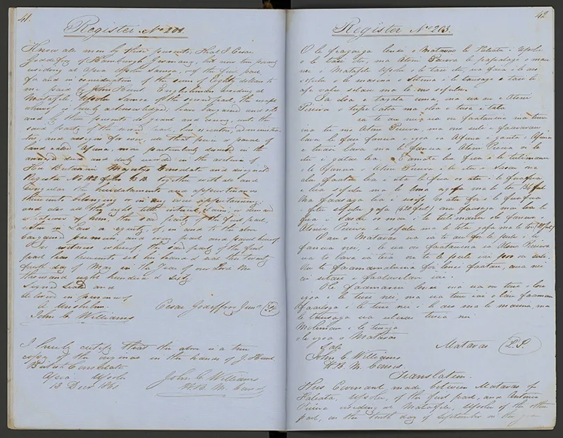 Double-page, densely covered with handwriting in brown ink