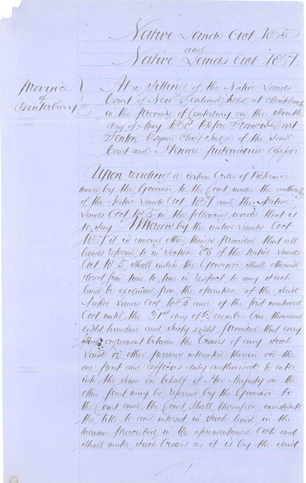 Descriptions - Kaiapoi Reserves Awarded in 1868 - Page 1