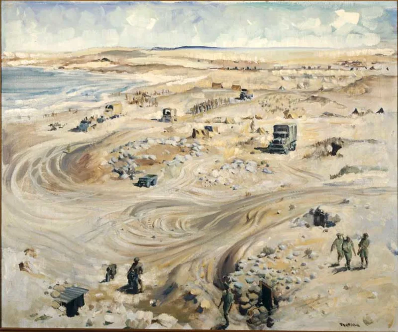 Peter McIntyre "North African Coast (NZ Division HQ Baggush) 13 March 1942