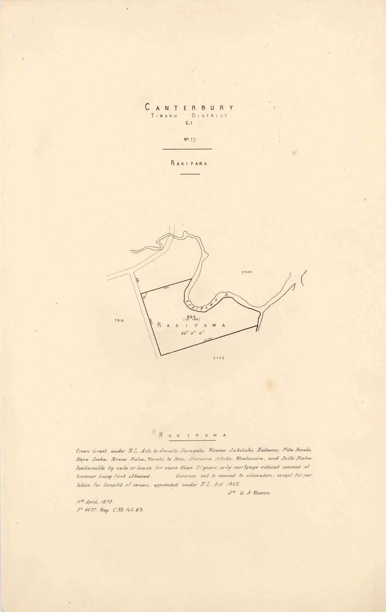 Reserve 883 - Rakipawa - 1870