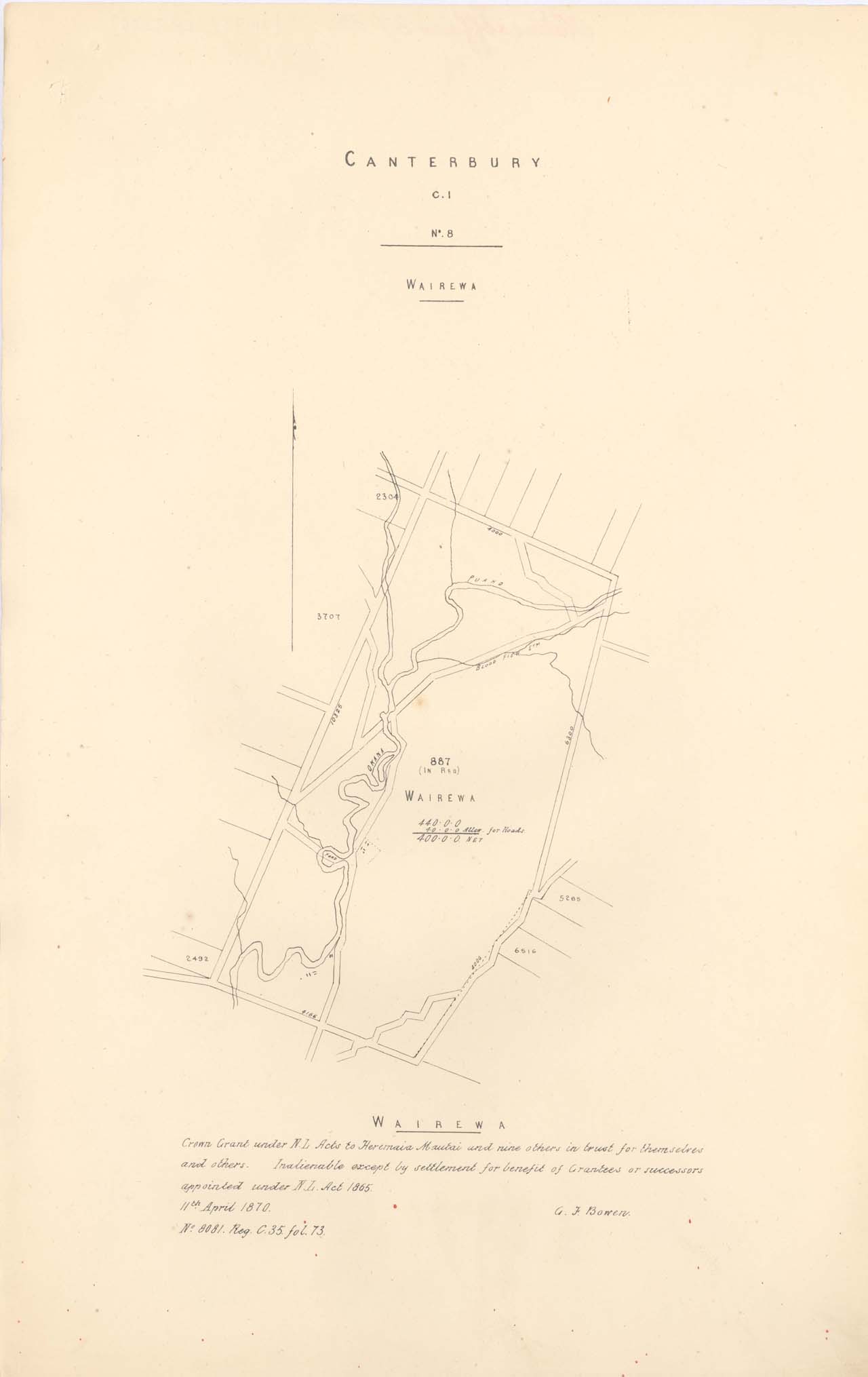 Reserve 887 - Wairewa [Little River] - 1870
