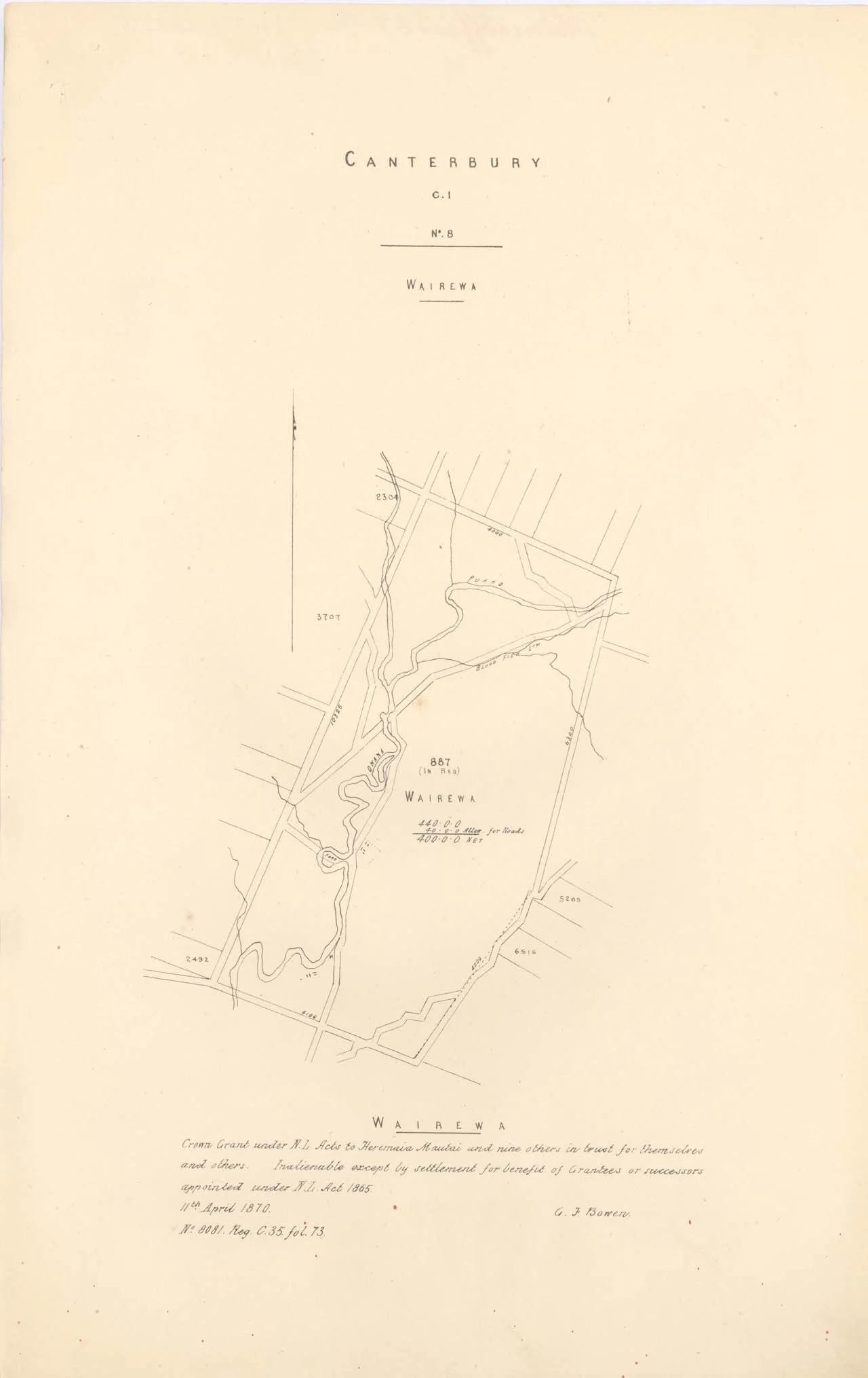 Reserve 887 - Wairewa [Little River] - 1870