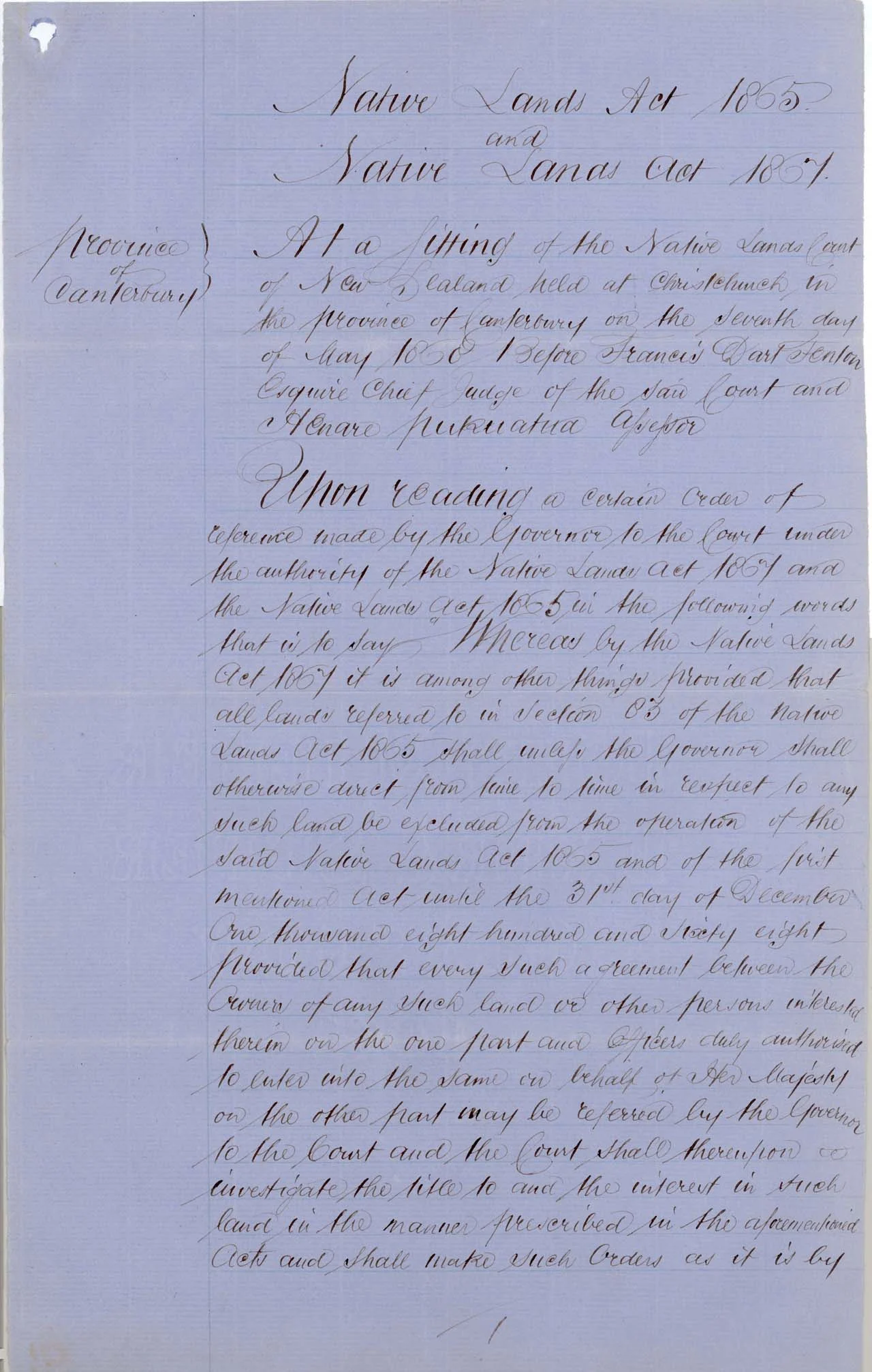 Descriptions - Taumutu Reserves awarded in 1868 - Page 1