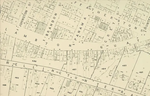 Cropped version of an old map showing section boundaries in Wellington.