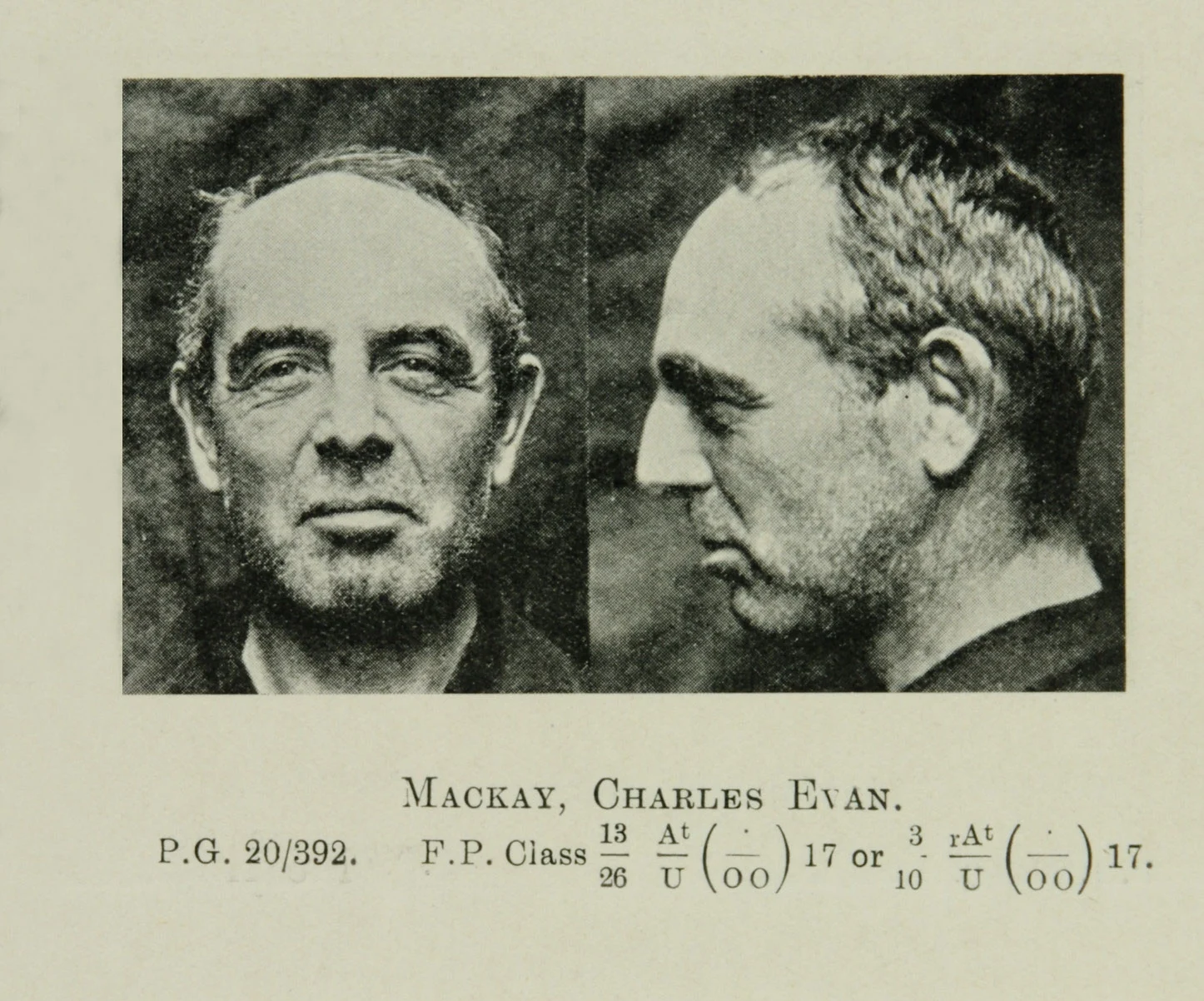Old black and white mug shots of a middle-aged man.