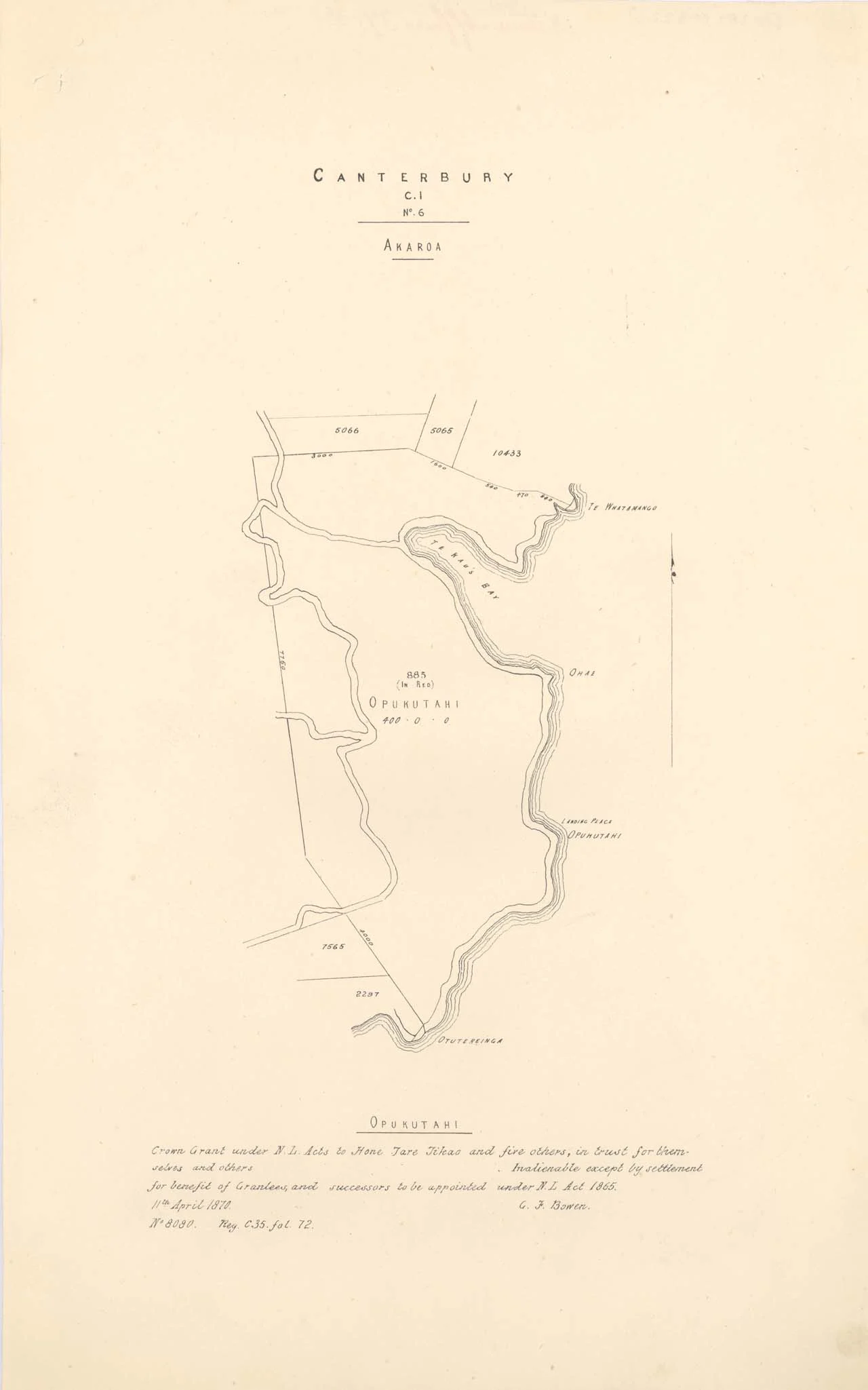 Reserve 885 - Opukutahi - 1870