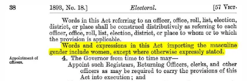 Snippet of electoral act 1893