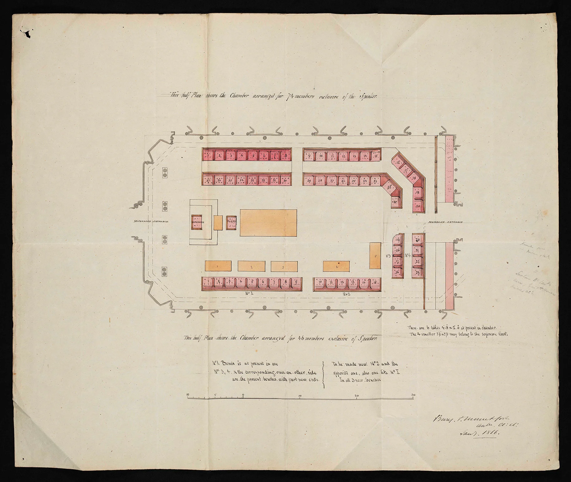 An old map using black and red colours on an old paper