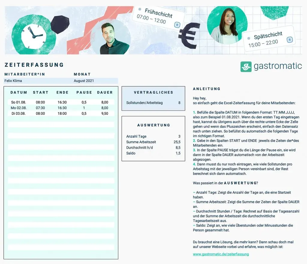 zeiterfassung excel vorlage