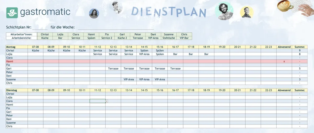 Beispiel Dienstplan Vorlage Excel
