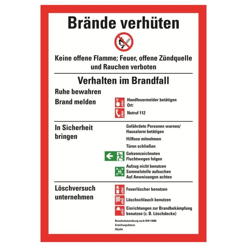 Brandschutzordnung Teil A DIN 14096