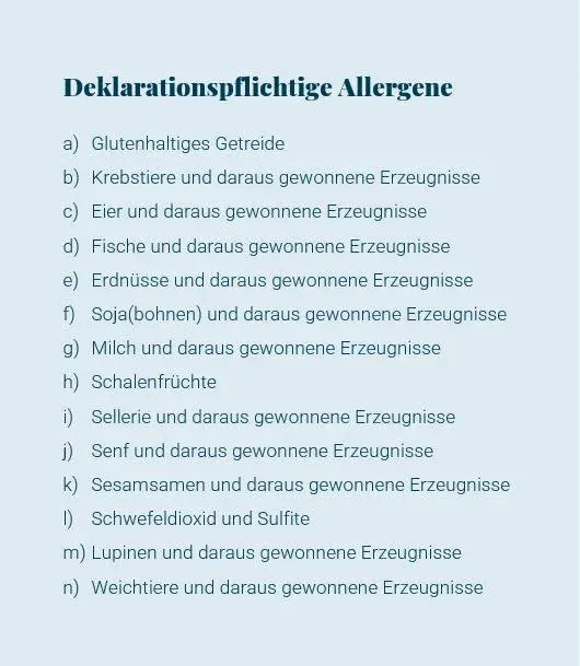 Deklarationspflichtige Allergene