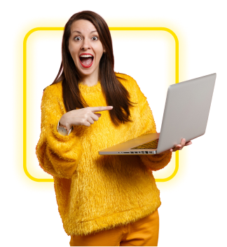 Mujer que invita a escribir alguna solicitud en contáctanos