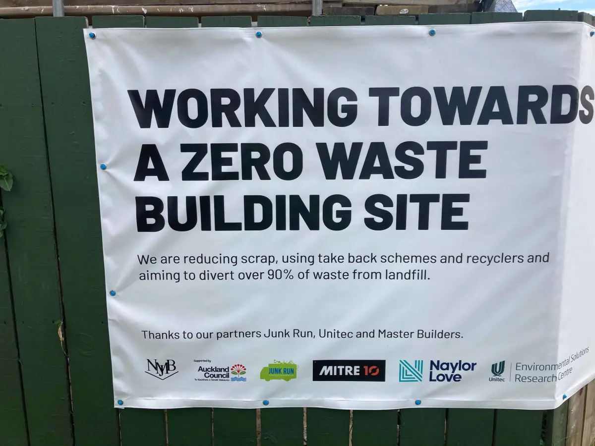Zero waste poster on construction site.