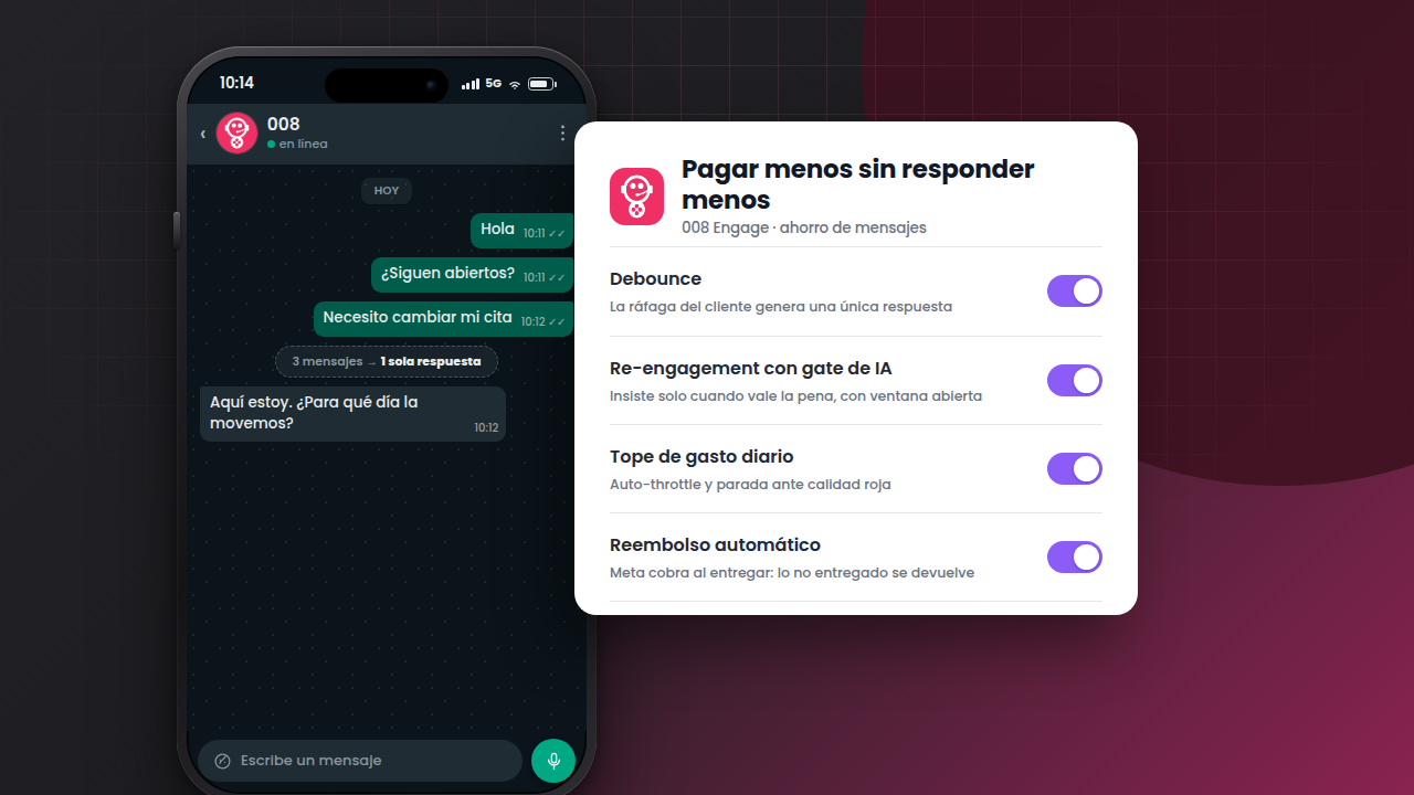 Ahorro de mensajes con 008 Engage v2