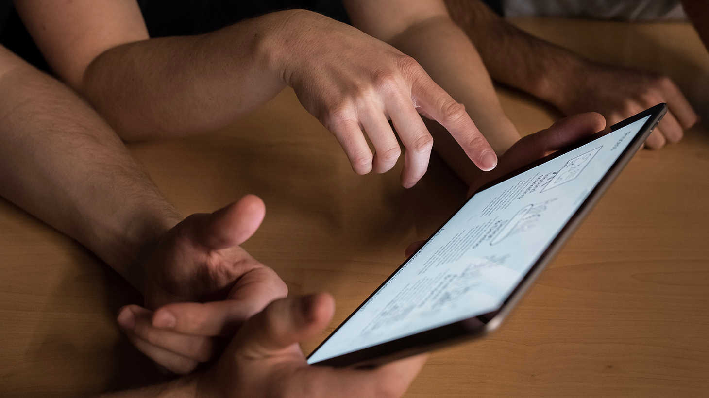Pointing at tablet