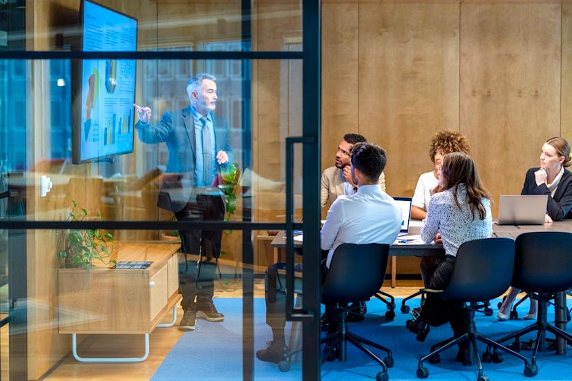 Employer discusses restructure with team
