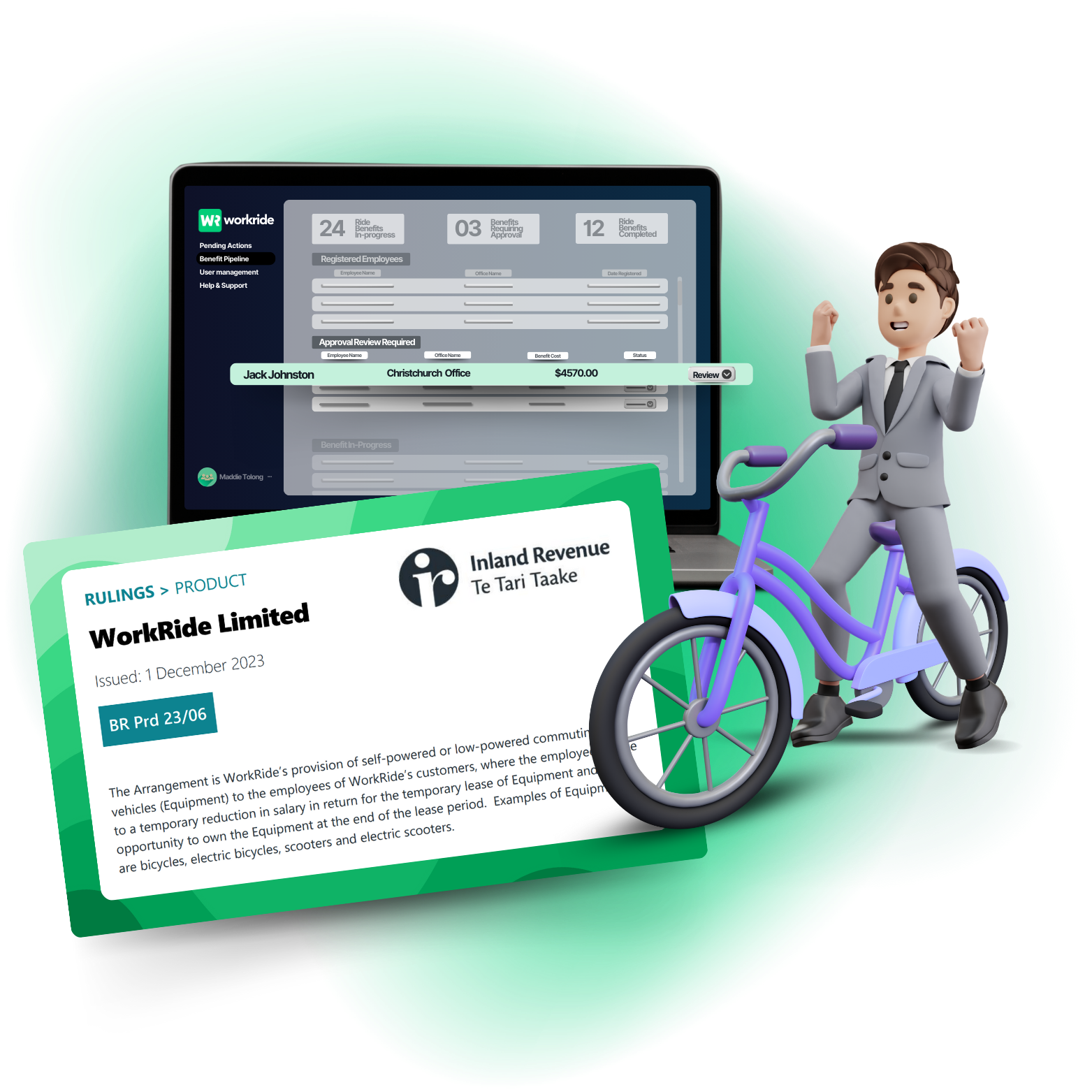 Mockup demonstrating Workride platform. 