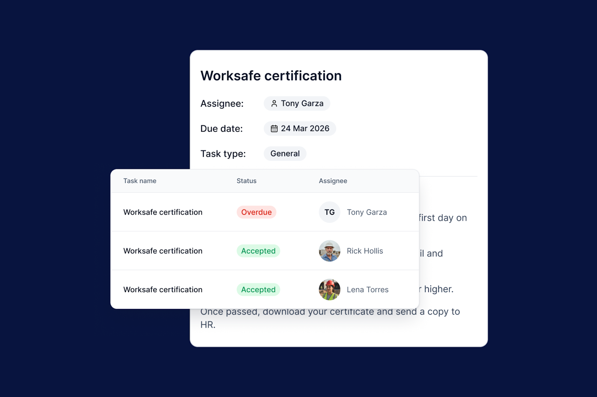 Certification UI