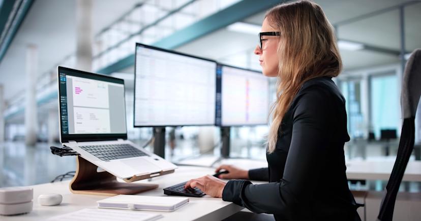 Employee using integrated software