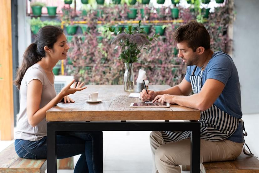 Man and woman in a job interview