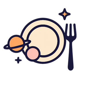 Illustration d'une assiette représentant le lien entre alimentation et astrologie