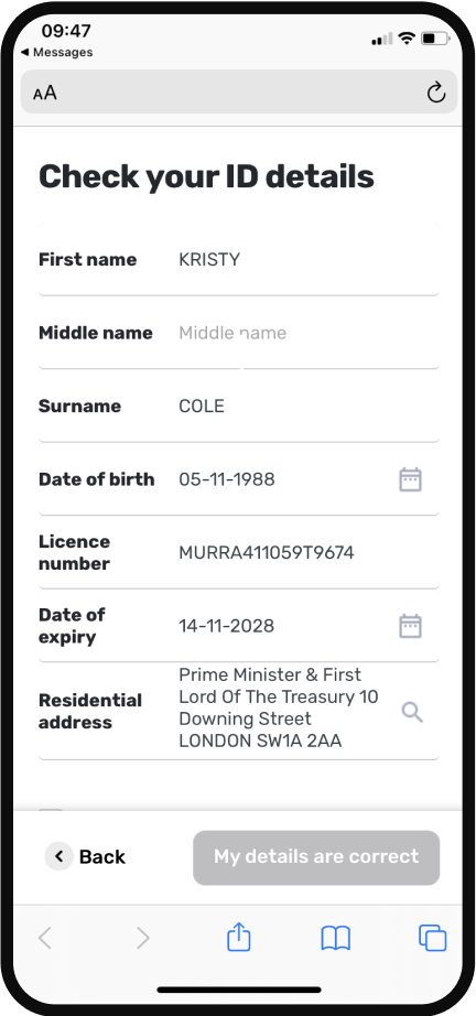 Extract and verify information from an identity document