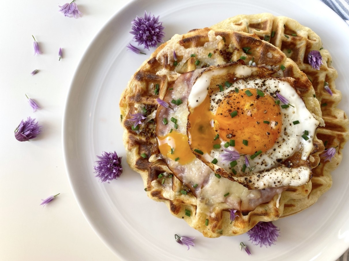 Recipe: Savoury Ham & Swiss Waffles