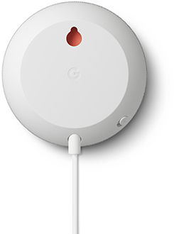 Chalk Google Nest Mini Top Down View of Bottom with Cord