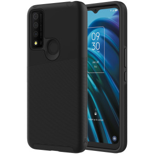 Angled black Axessorize PROTech Case TCL 30 XE 5G from the back and front