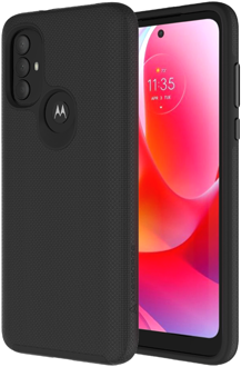 Angled black Axessorize PROTech Case Moto G Power (2022) from the back and front