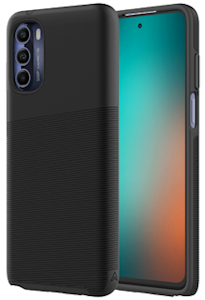 Angled black Axessorize PROTech Case Moto G Stylus 5G (2022) from the back and front