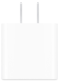 White Apple 20W USB-A Power Adapter Side View