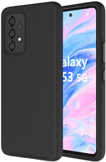 Angled black Axessorize PROTech Case Galaxy A53 from the back and front