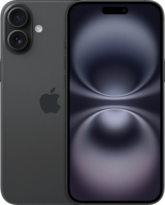 Front and back side of iPhone 16 Plus in Black