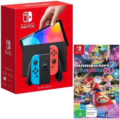 Nintendo Switch - Console OLED Model - Neon and Mario Kart 8 Deluxe