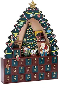 Kurt Adler Christmas Tree 24-Piece Advent Calendar, 16-Inch