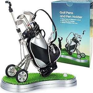 Jishi Golf Pen Holder Desk Golf Gifts for Men Unique Novelty Cool Office Desk Decor Gadgets, Mini Golf Pen Cup Holder Organizer, Golfer Gift Ideas for Boss Coworkers Dad Birthday Fun Stocking Stuffers