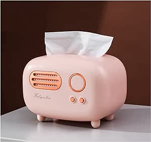 Retro Radio Shape Tissue Cover Box, Practical and Cute for Kitchen,Bathroom Vanity Countertops, Bedroom Dressers,Night Stands, Desks and Tables, Creative Gift (Retro Radio Pink)