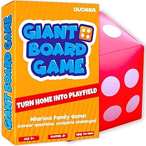 Giant Board Game for Kids 6-8 - Outdoor Games for Kids & Family - Giant Garden Card Games for Kids 8-12 - Activity Game & Quiz with Giant Dice