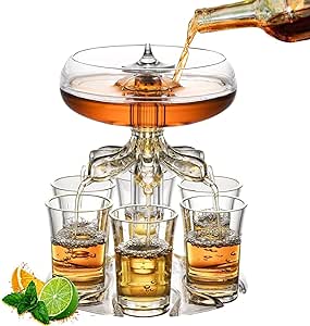 Shot Dispenser, 6 Shot Glass Dispenser and Holder,Party Drink Dispenser with 6 Shot Glasses Set for Parties