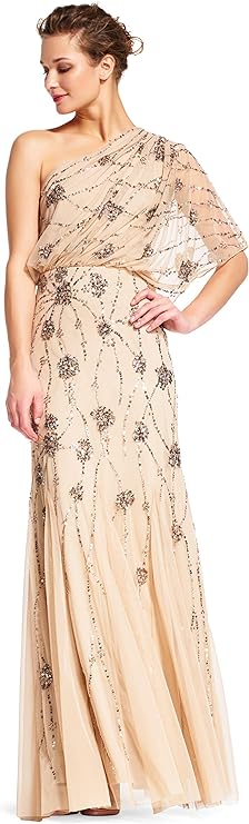 Adrianna Papell Women's One Shoulder Beaded