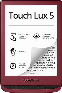 PocketBook E-Book Reader 'Touch Lux 5' (German Version) 8 GB Memory, 15.24 cm (6 Inch) E-Ink Carta Display - RubyRed