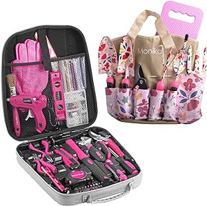 Monika Pink Tool Combo Portable Household Tool Set & Piece Gardening Tool Kit