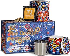 T2 Tea and Teaware Gift Pack: The Bright Side Pack, Assorted Loose Leaf Sampler with Fine Bone China Mug, 10 Sachets, Limited Edition, Perfect for Gift