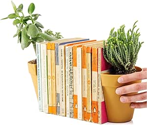 Suck UK | Bookends | Plant Pot Book Ends | 2 Decorative Book Ends for Shelves | Waterproof Bookends for Shelves | Gifts for Plant Lovers | Book End Set for Bookshelf Decor | Office Decor for Women