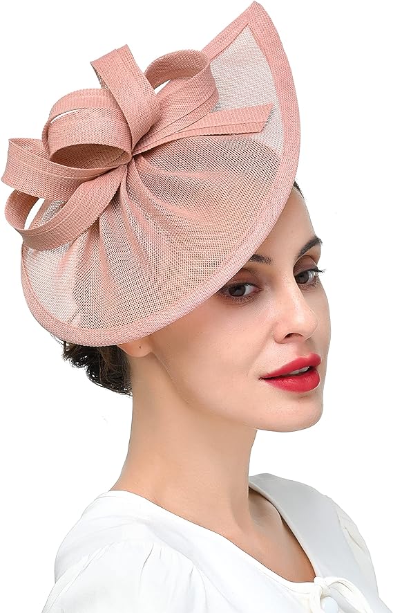 Nude Pink Flower mesh Hair Clip Fascinator